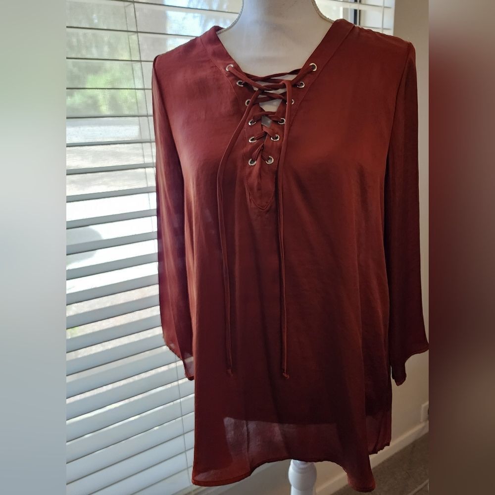 Tie up silky blouse